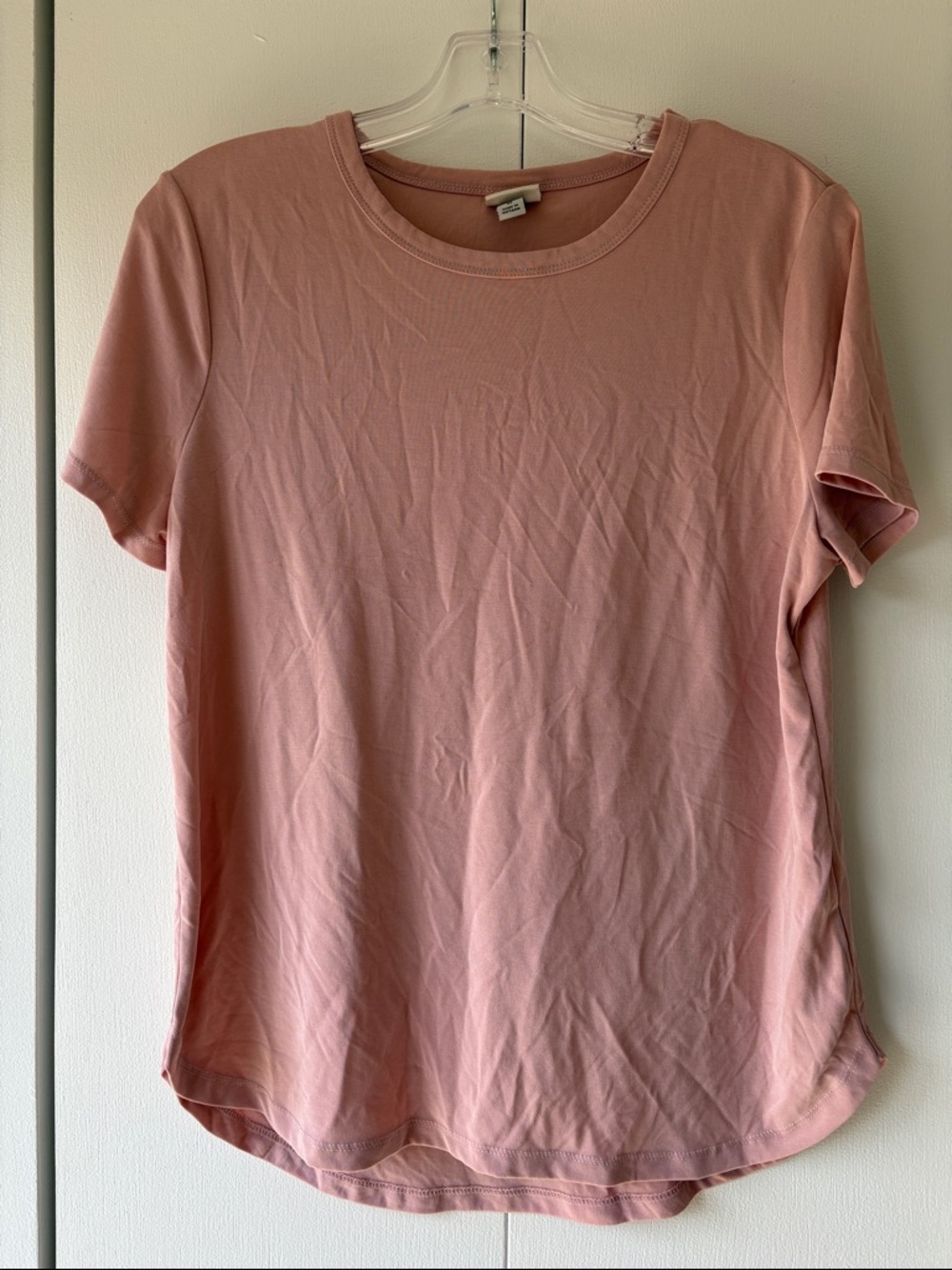 a new day Blush Short Sleeve Smooth and Soft Crewneck Tee with Scoop Bottom